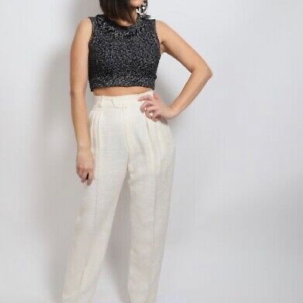 SIMKHAI Knitted Crop Top with Fringe Detail & Backless Cut Out